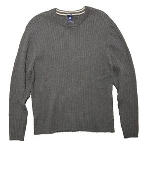 Vintage Ribbed Sweater Mens Gap XL Charcoal Gray Cotton Knit Y2K Skater Grunge